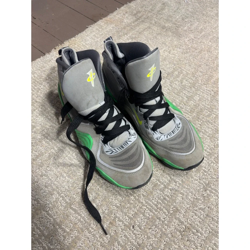 Nike‎ Little Posite Pro Kids Basketball Shoes Green Grey Yellow Size 6.5Y